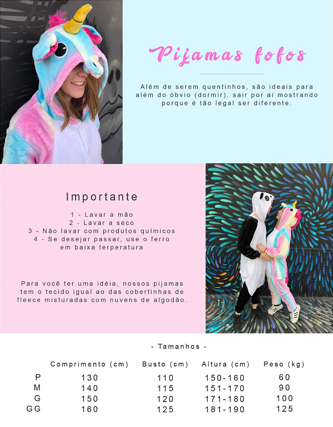 Pijama kigurumi de unicornio arco-iris